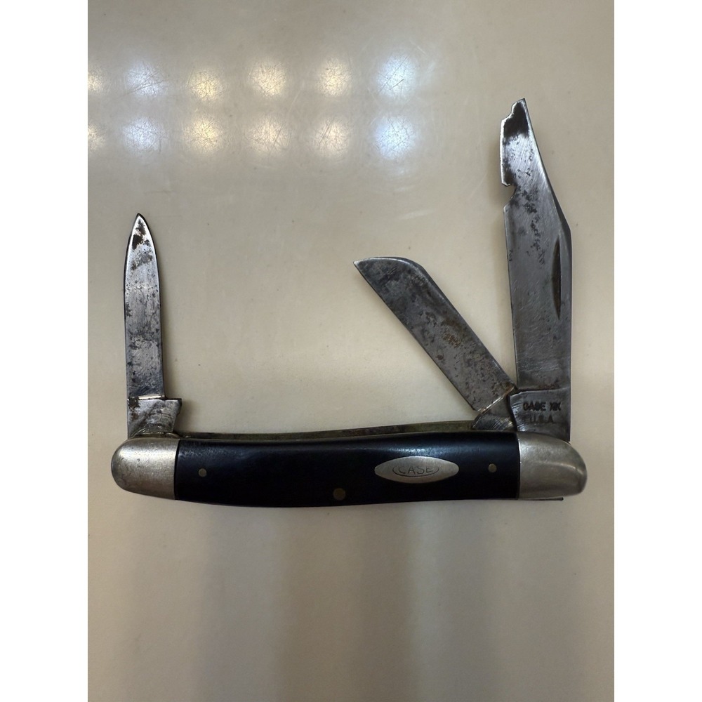 Vintage Case XX  3 Blade Slick Black NO Dots 087HE